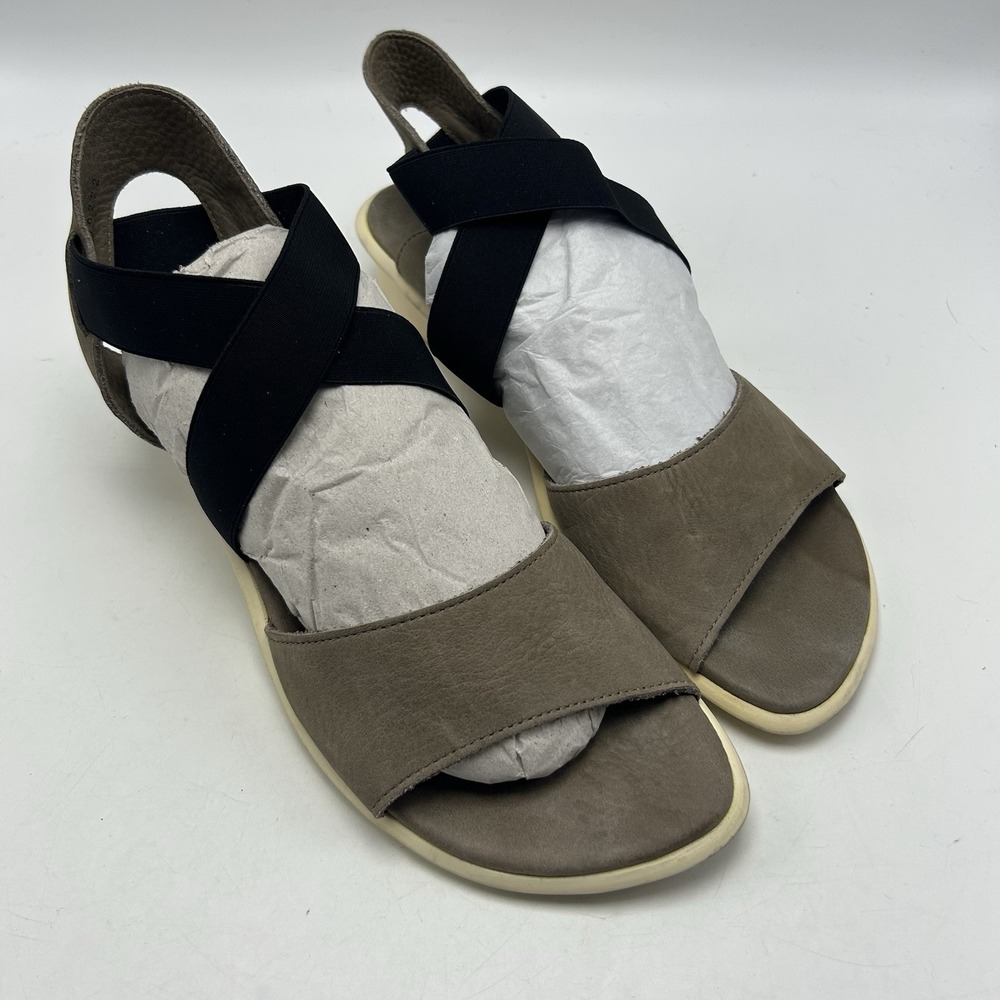 ARCHE Sandals 9 Satia Nubuck Leather Strappy Stretchy Taupe Black EU 40 Casual